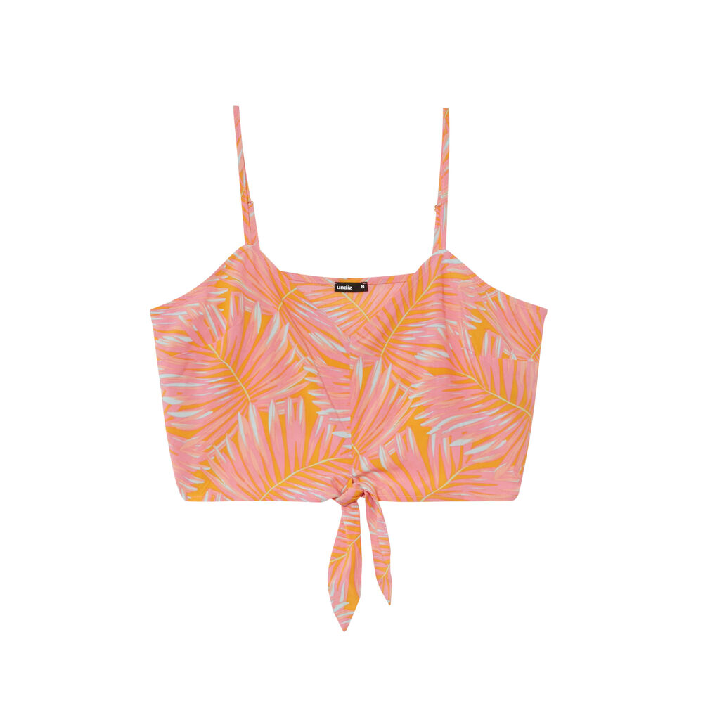 Crop top que se anuda con motivos de palmera - naranja naranja.
