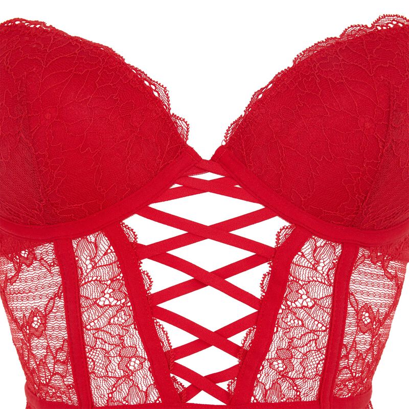 Corsé push-up de encaje solairaliz rojo.