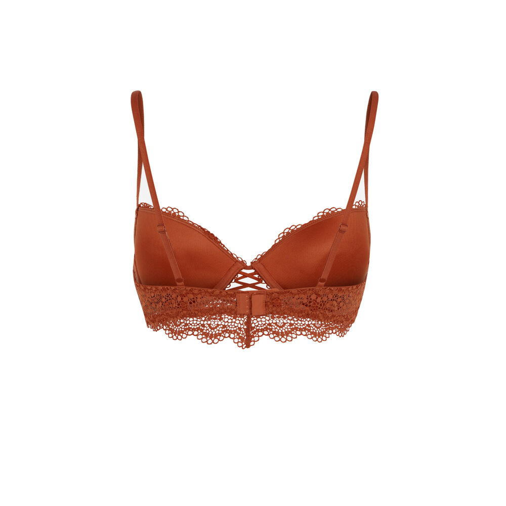 Sujetador push-up de encaje - marrón marrón.