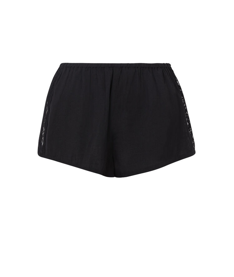 Shorts de satén con encaje acanalado newjimacquiz negro.