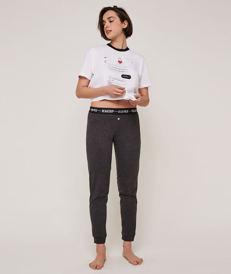 Pantalón de punto con detalle de cinturón oupsybabiz gris.