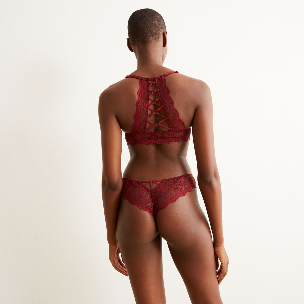 Braguita brasileña de encaje - roja rojo.