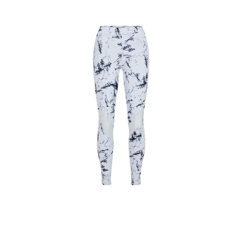 Leggings deportivos con estampado de mármol yogamarbliz blanco.