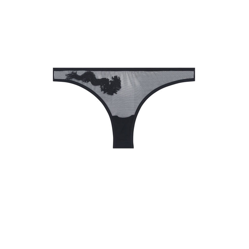 Braguita tanga de tul con detalle guipur sumiyoiz noir.