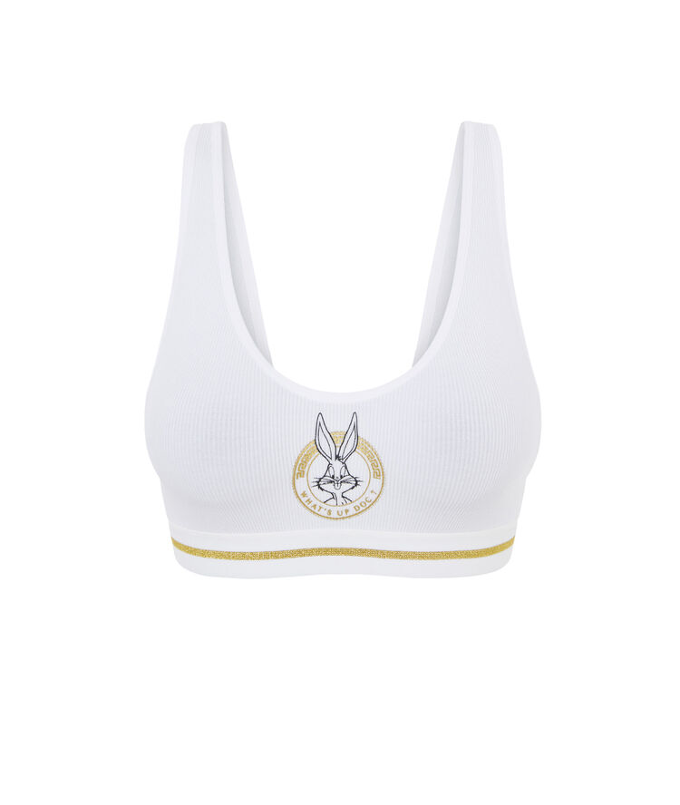 Sujetador sin aros con estampado de bugs bunny bunblutiz blanco.