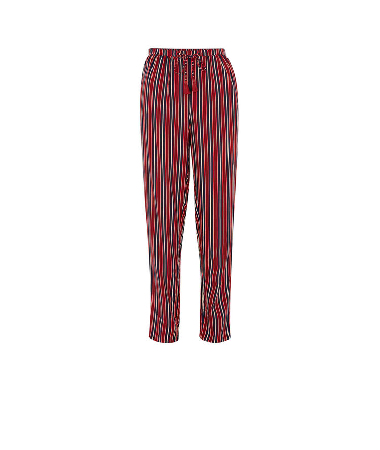 Pantalón fluido de rayas redrayiz burdeos.