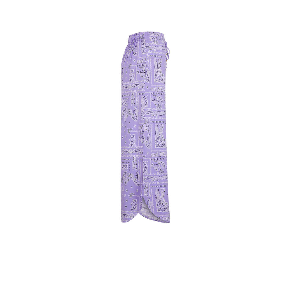 Pantalón ancho con estampado bandana - lila morado.