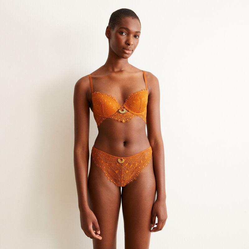 sostén de tipo bustier push-up con detalle de joya - café sostén de tipo bustier push-up con detalle de joya - café;