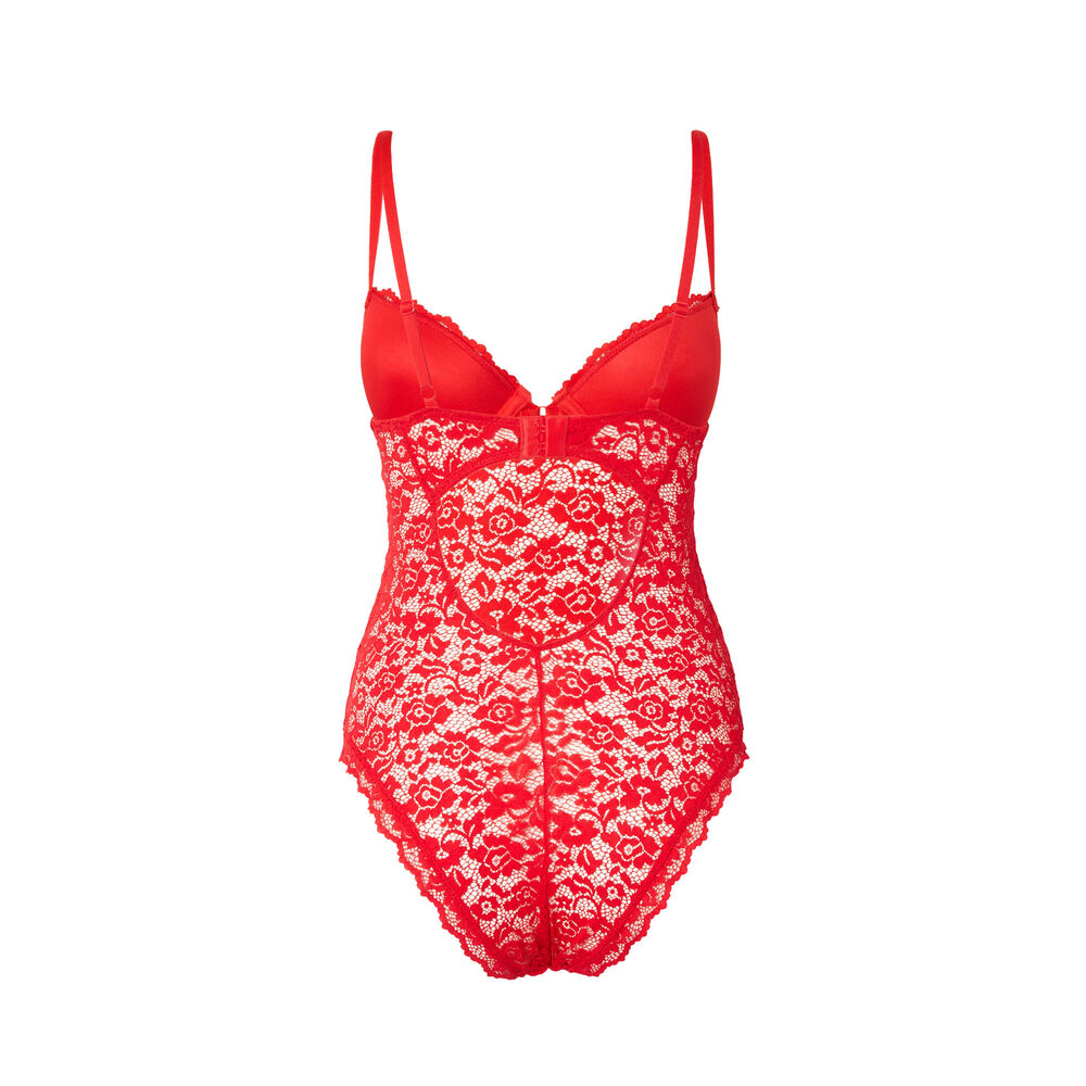 Body de aumento con encaje de flores - rojo rojo.