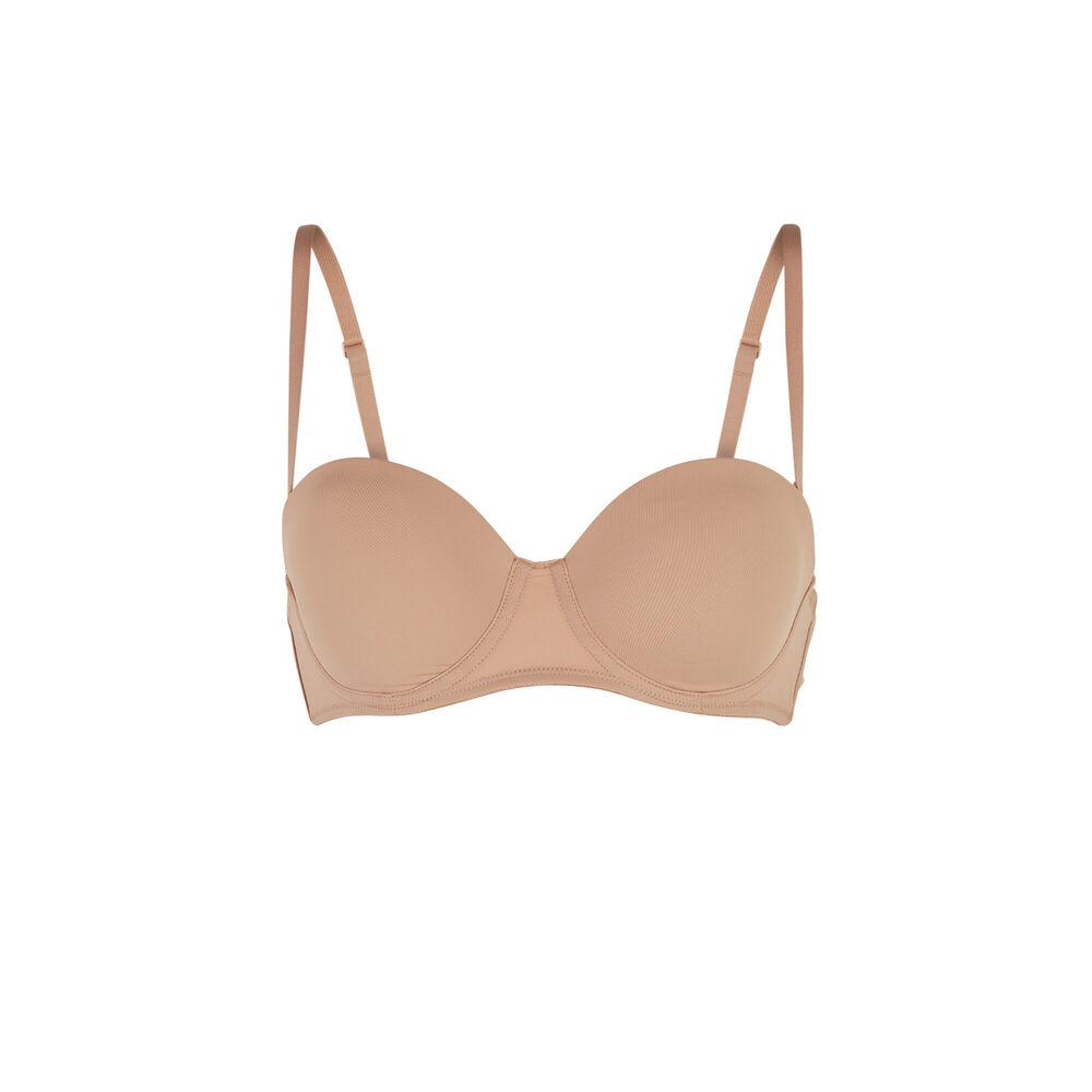 Sujetador bandeau de microfibra - nude beis.
