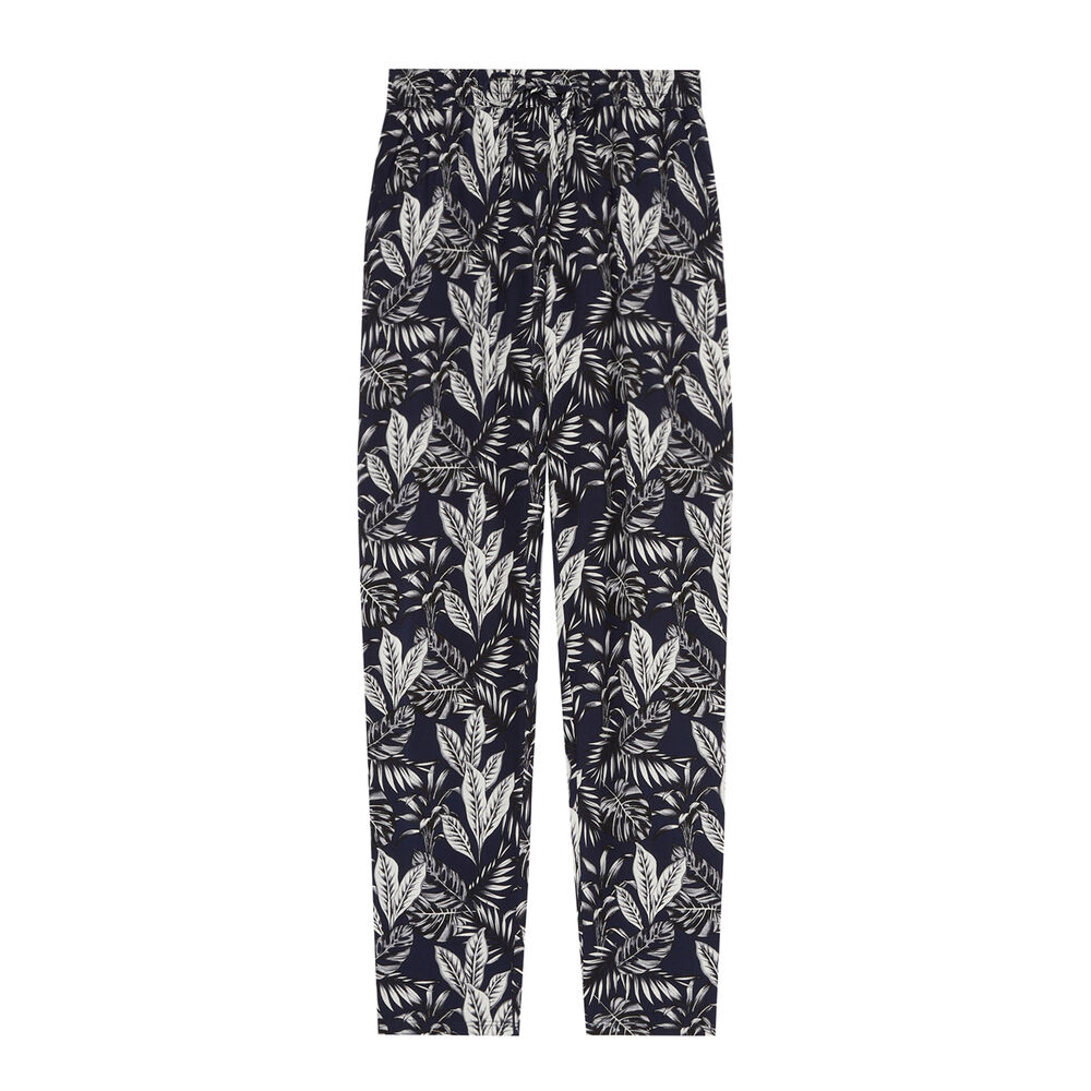 Pantalón con motivos de hojas - azul azul.
