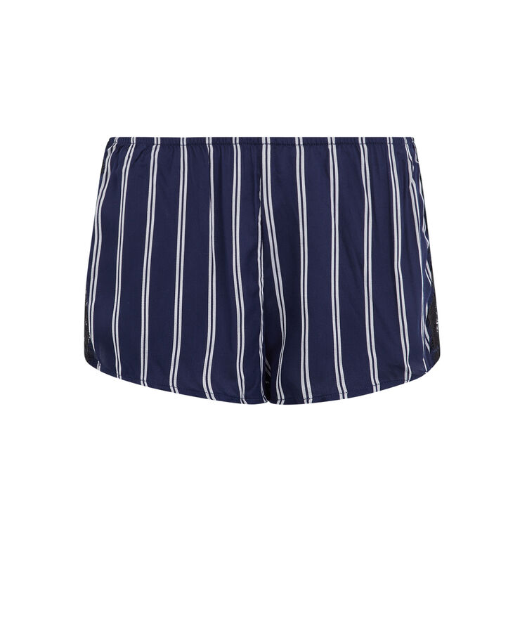 Shorts de satén de rayas raynuitiz azul marino.