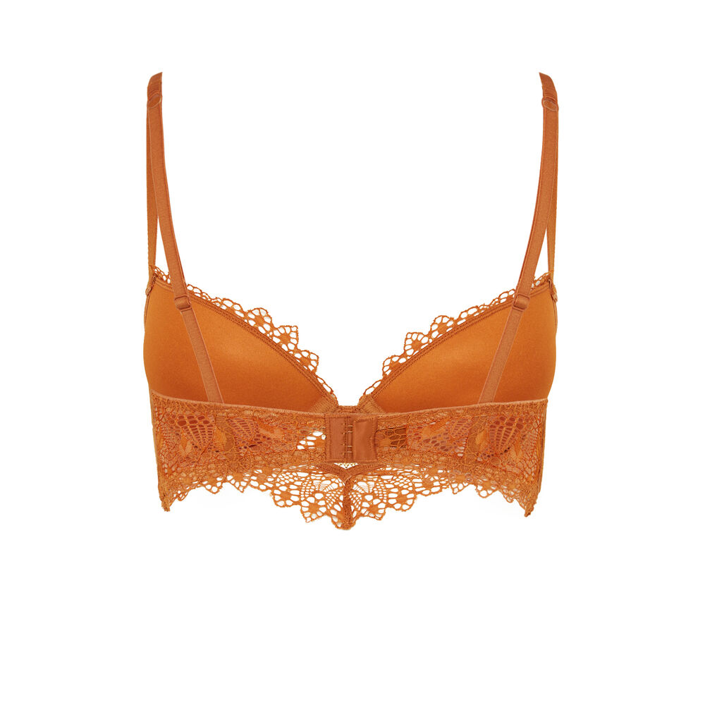 Sostén de tipo bustier push-up con detalle de joya - café café.