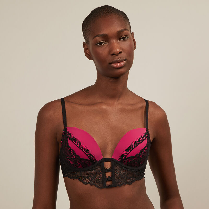 sujetador push-up de dos materiales - rojo sujetador push-up de dos materiales - rojo;