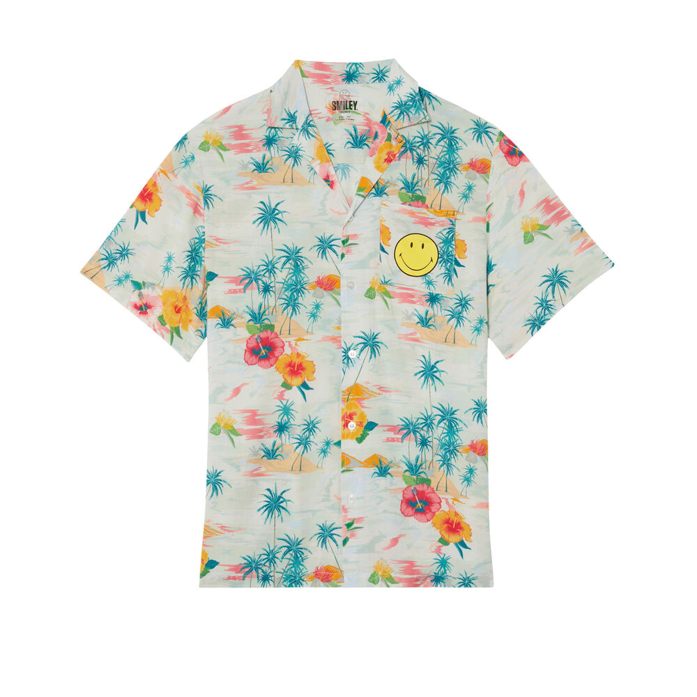 Camisa smiley de flores - blanca blanco.