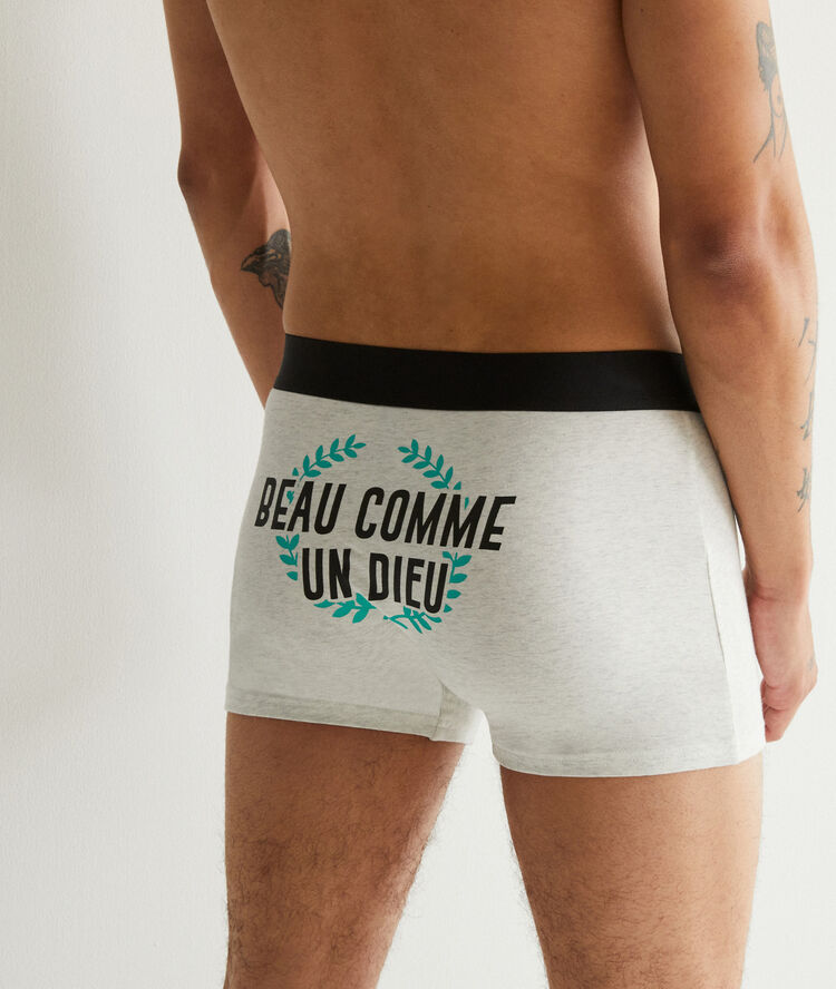 B&oacute;xer con mensaje beauteiz gris claro.