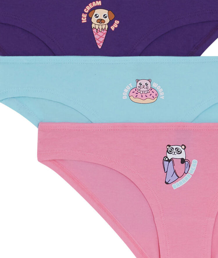 Juego de 3 braguitas de algod&oacute;n foodpetiz azul.