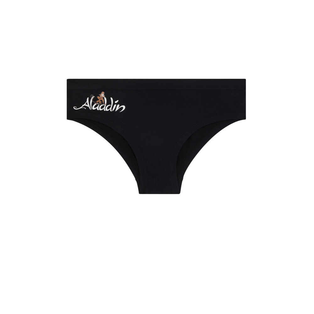 Braguita culotte de algodón estampado aladdín alaselfiz negro.