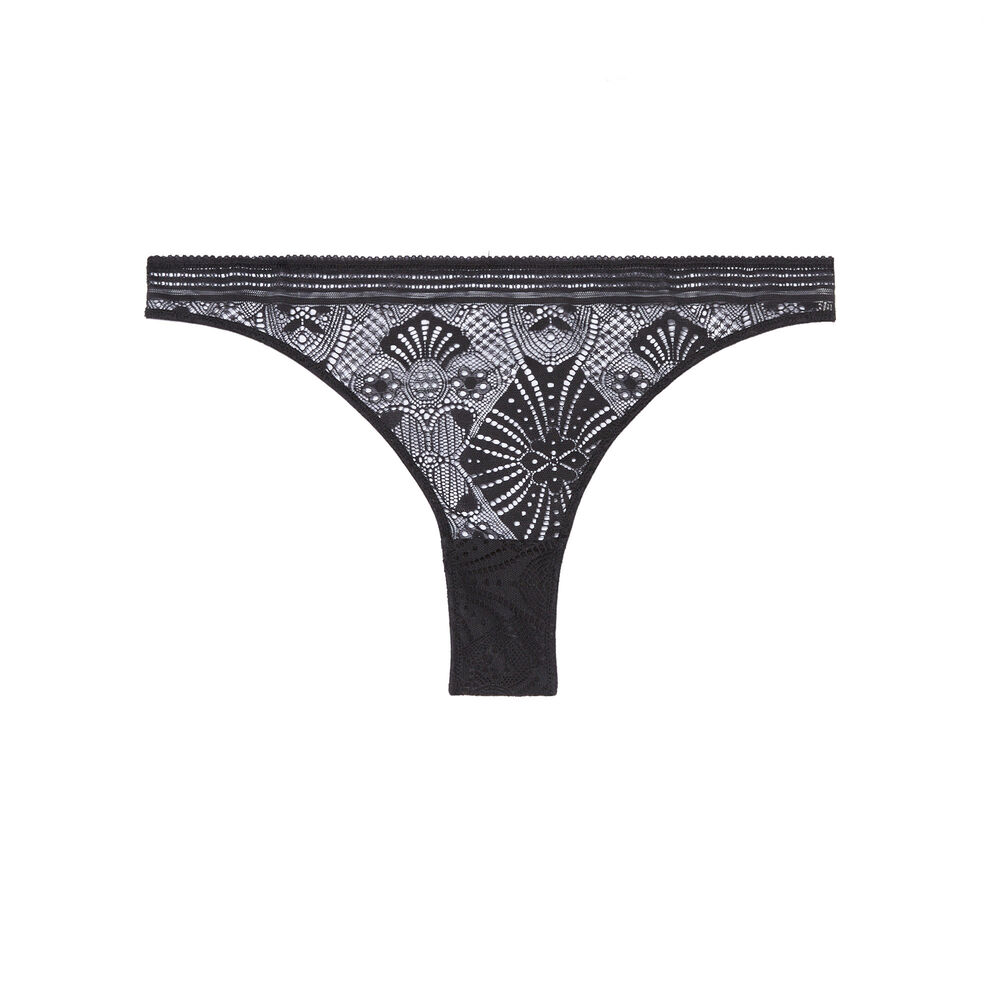 Braguita brasileña con detalles de lazos - negro negro.