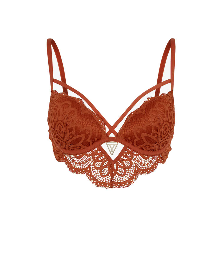 Sujetador push-up con detalle de joya - marrón marrón.