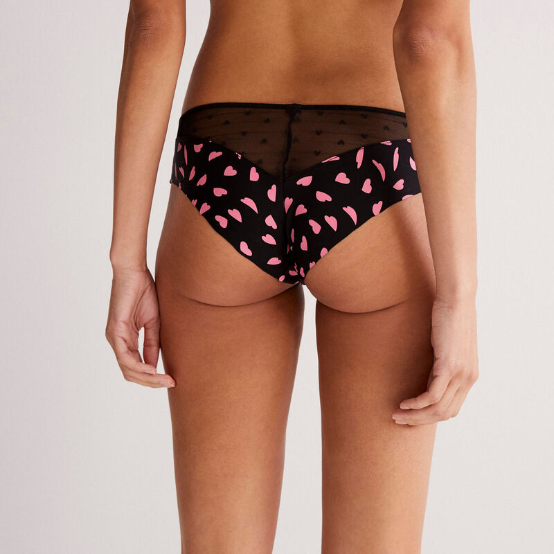 braguita culotte con dibujos de corazón - negra braguita culotte con dibujos de corazón - negra;