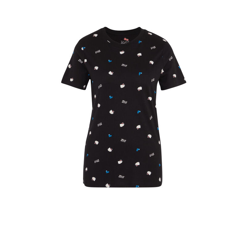 Top de manga corta con estampado de hello kitty allkittiz noir.