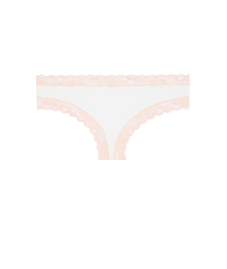 Braguita culotte de algodón blanca con detalle de encaje blanco.
