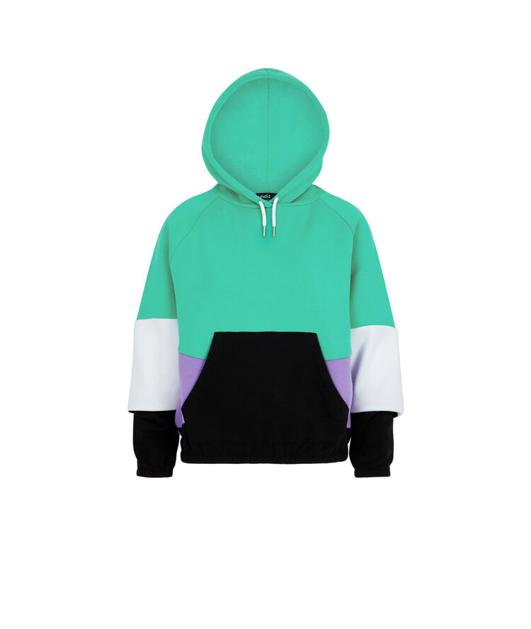 Sudadera de felpa con capucha offliniz verde esmeralda.