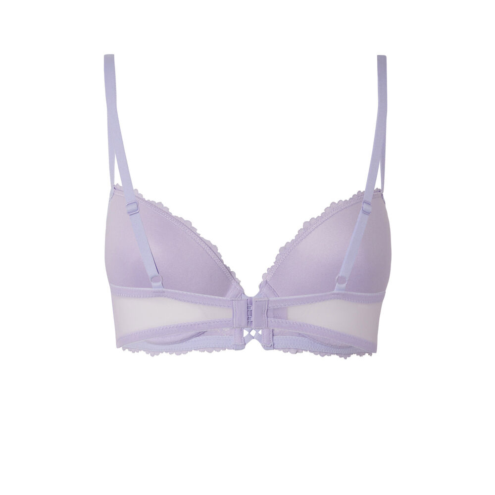 Sujetador push-up de encaje con flores - lila morado.