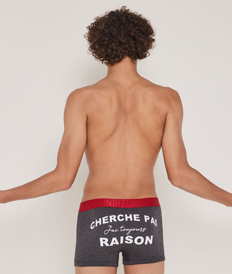 B&oacute;xer de algod&oacute;n con mensaje cheraisiz gris oscuro.