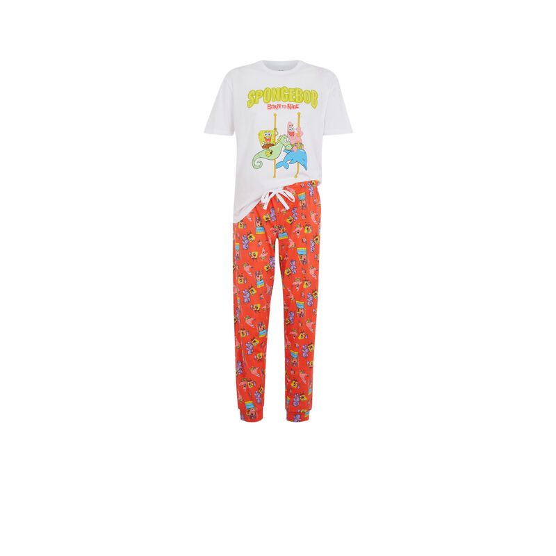 Conjunto de pijama top + pantalón licencia bob esponja patrickiz blanco.