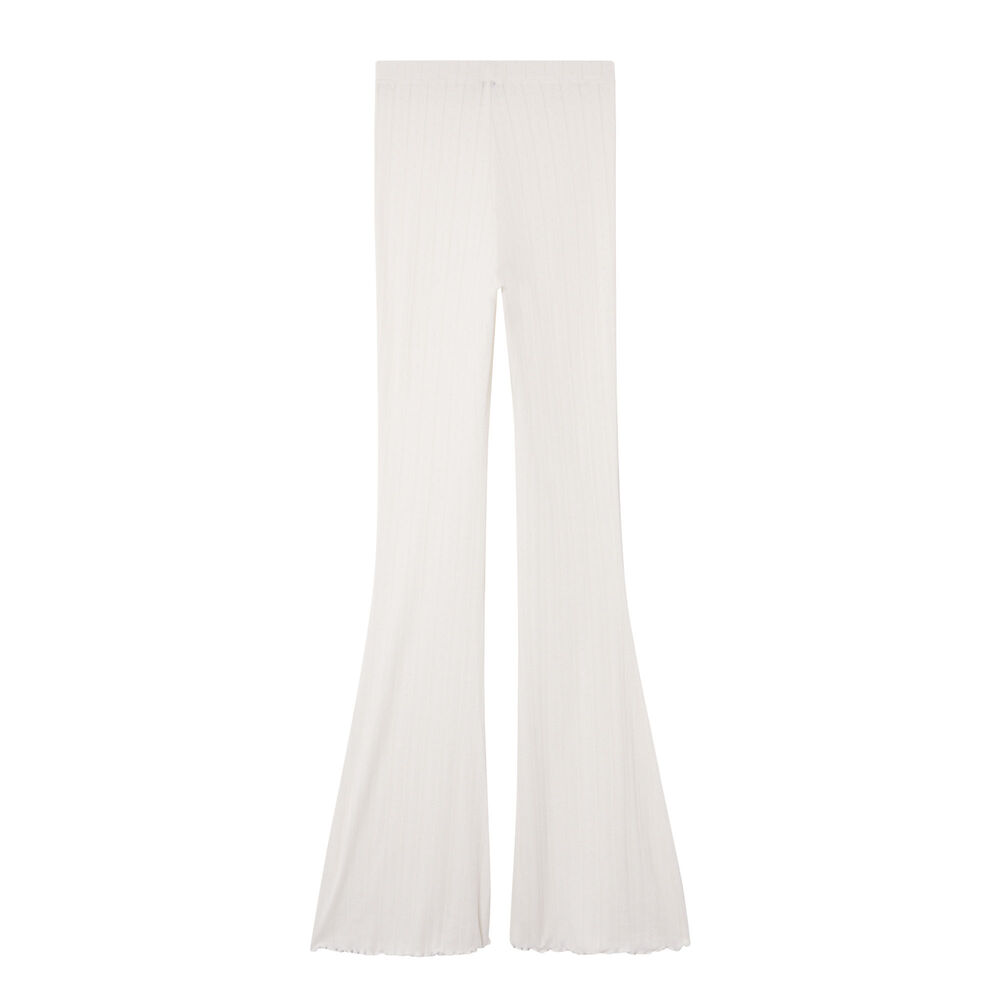 Pantalón acampanado de punto con puntitos - crudo crudo.