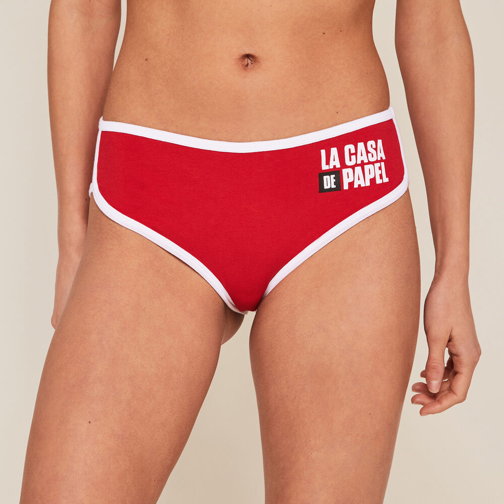 Braguita culotte de algodón de la casa de papel - roja rojo.