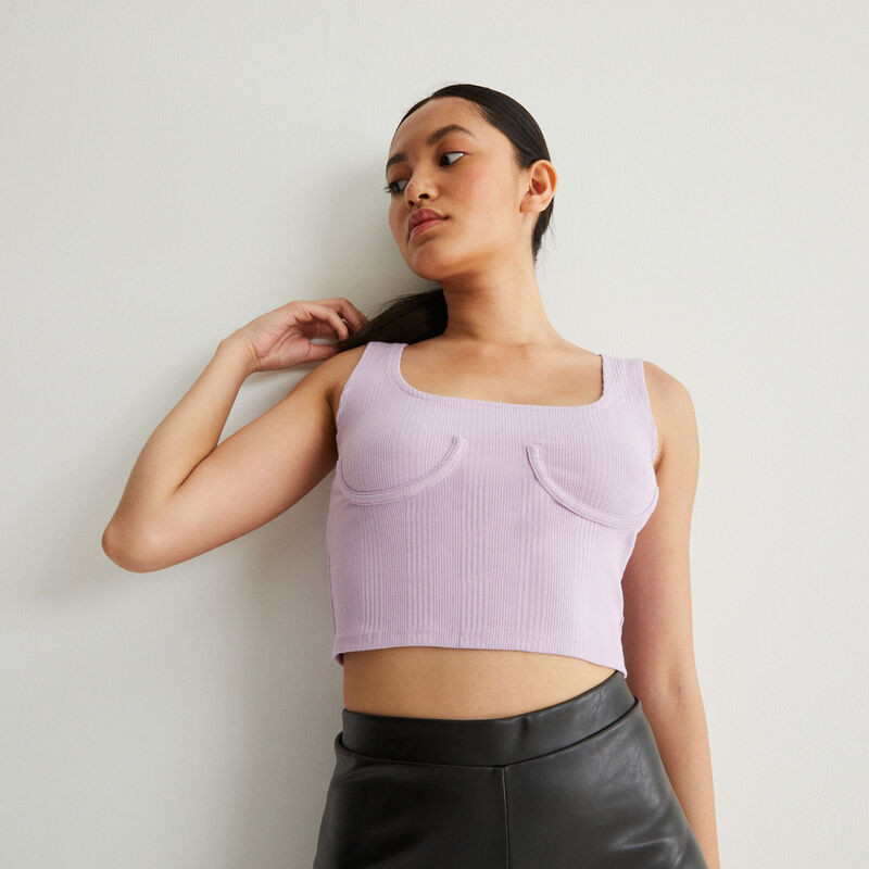camiseta de tirantes acanalada con aros - morado camiseta de tirantes acanalada con aros - morado;