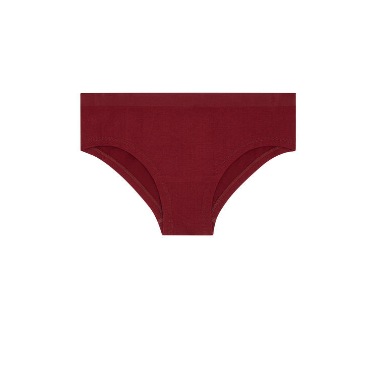 Braguita culotte de microfibra con mensaje casseniz burdeos.