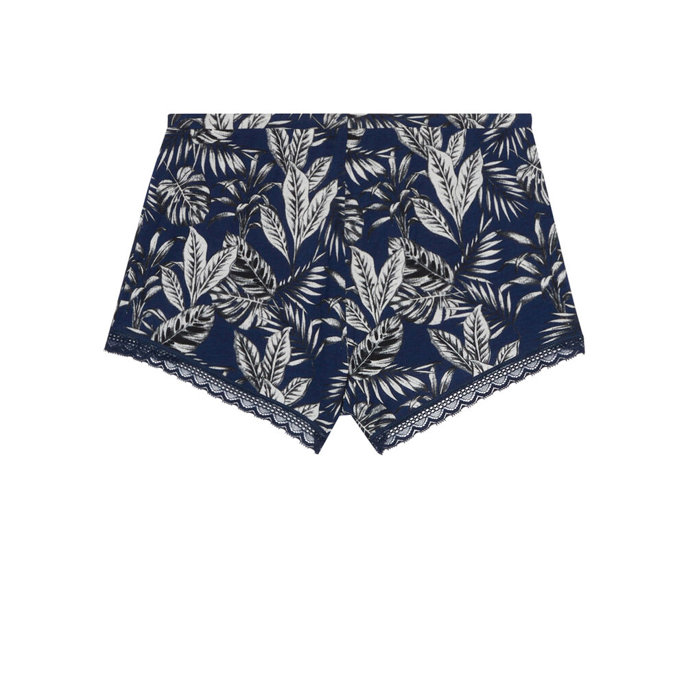 Short con motivos de hojas - azul azul.