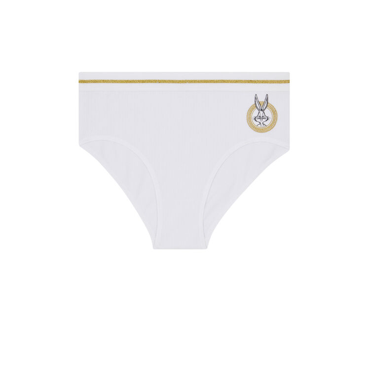 Braguita con talle alto t estampado de bugs bunny bunblutiz blanco.