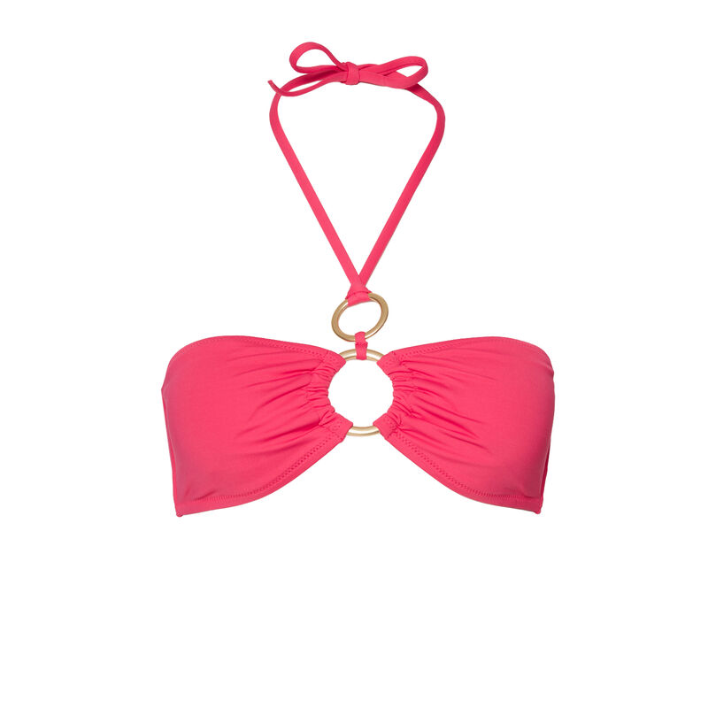 Parte de arriba de bikini bandeau con detalles de anillas - rosa Parte de arriba de bikini bandeau con detalles de anillas - rosa;