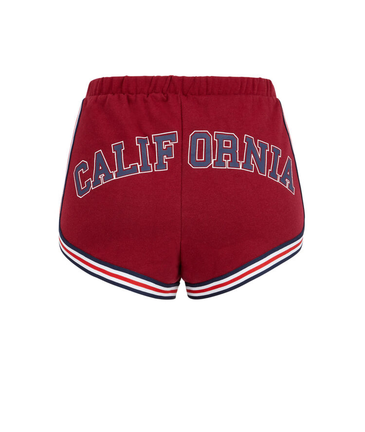 Shorts con mensaje bordado californiz burdeos.