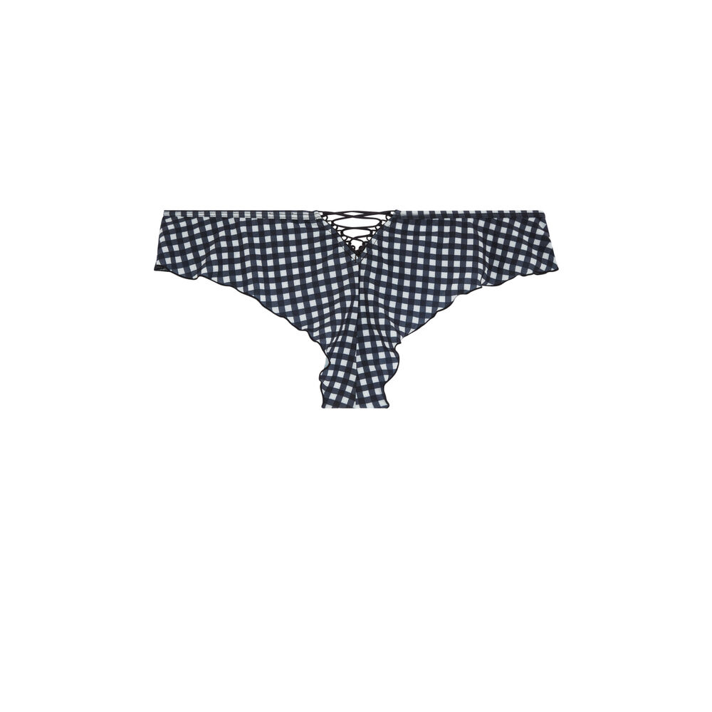 Braguita culotte con estampado de cuadros - negra negro.