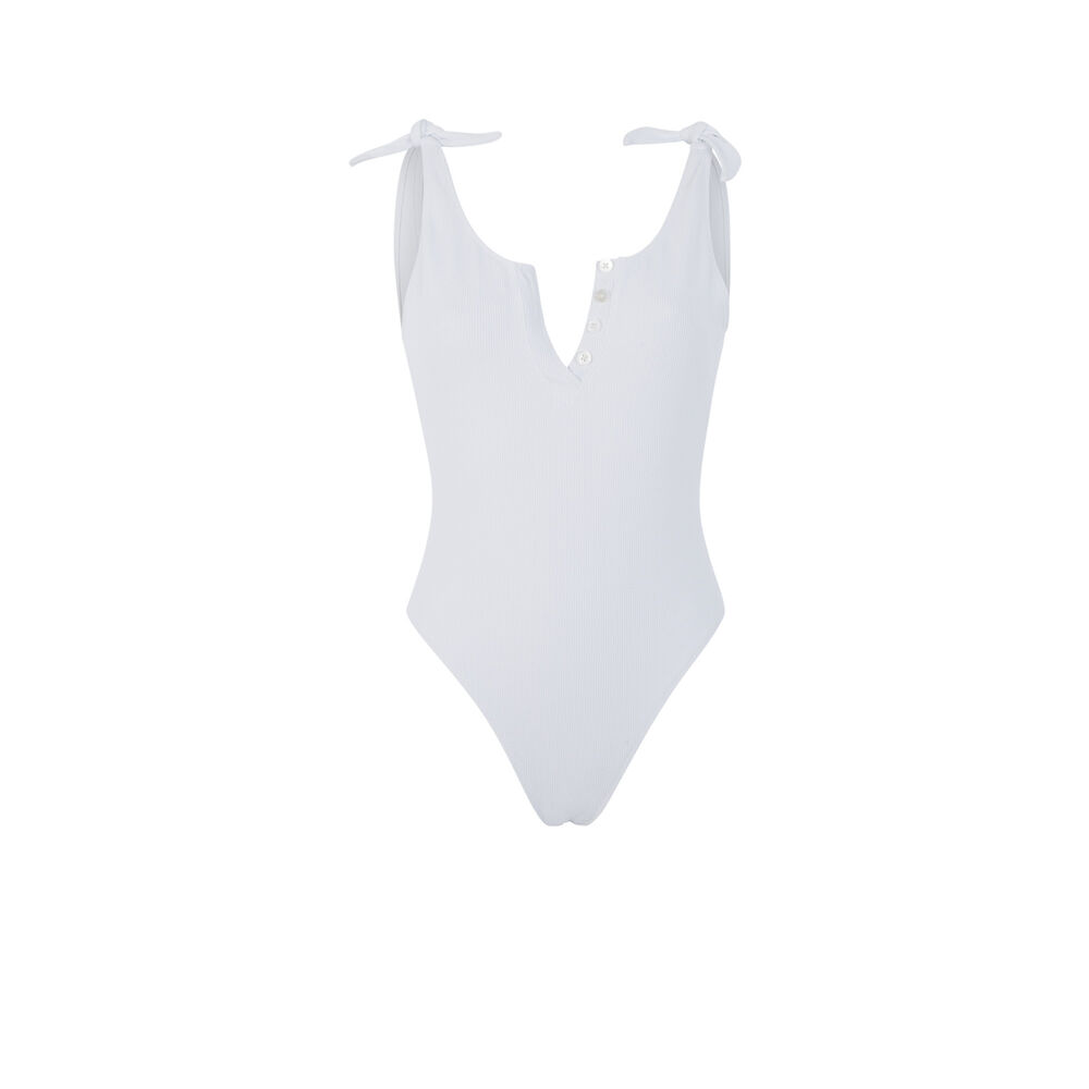 Bañador de una pieza atado a los hombros - blanco blanco.