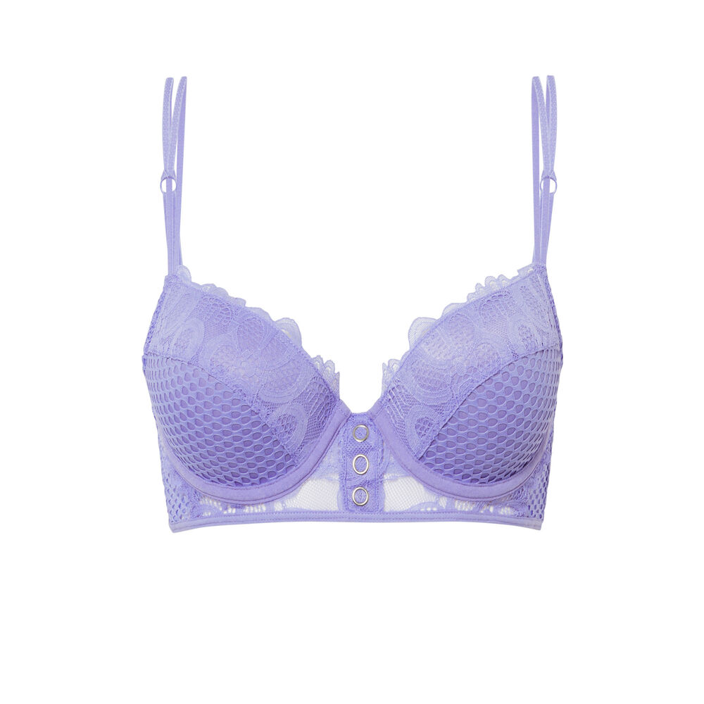 Sujetador corpiño push-up con detalles de automáticos - azul azul.