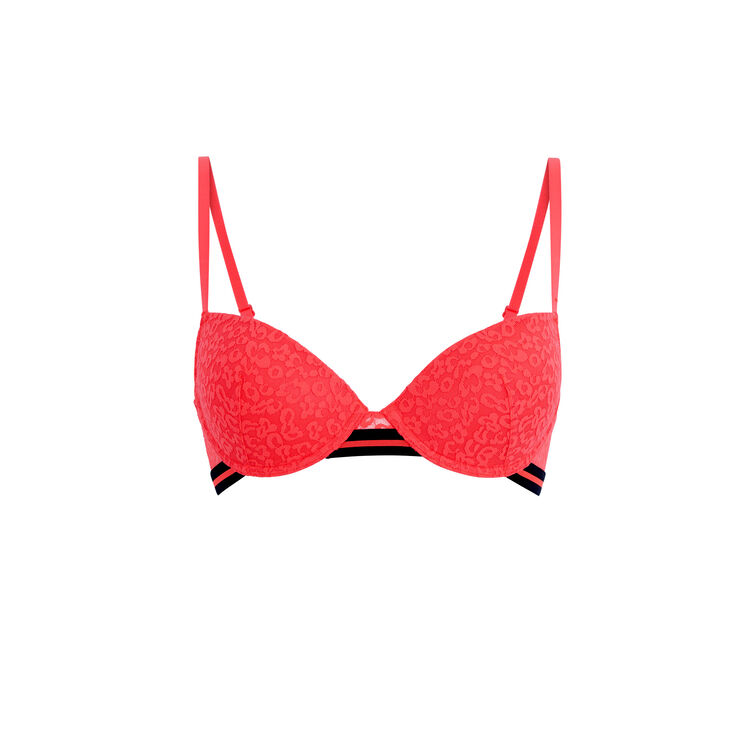Sujetador de aumento coral fluo secretiz leopiz rosa.