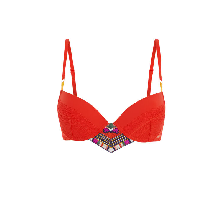 Sujetador rojo push-up valliz rojo.