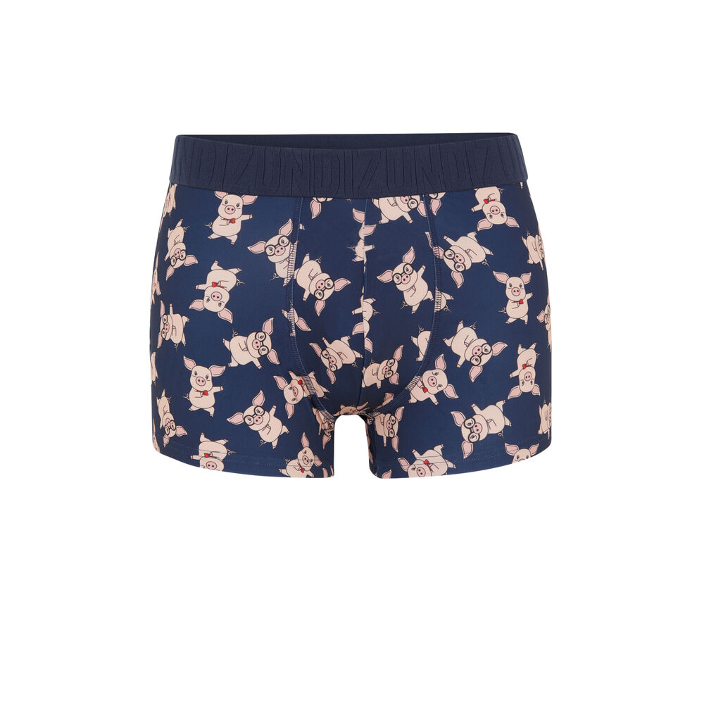 Bóxer micro con estampado piggiz azul.