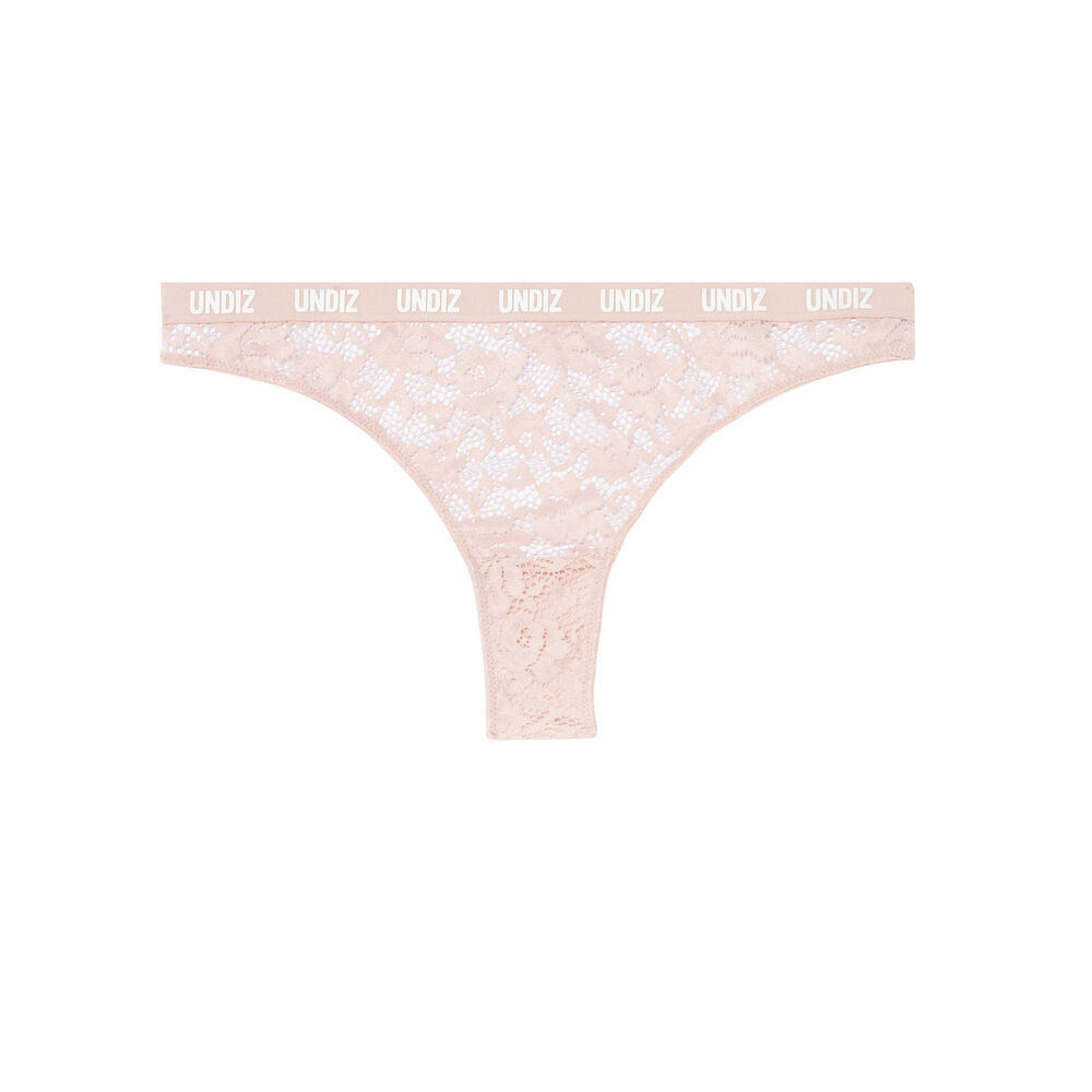 Braguita brasileña de encaje y rejilla con detalle elástico - rosa nude rosa.