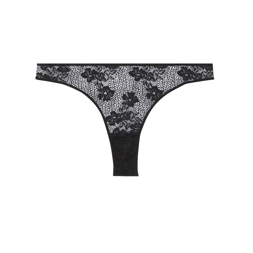 Braguita brasileña de encaje con detalle entrelazado - negro negro.