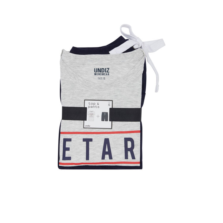 Set de pijama con mensaje fletardiz gris claro.