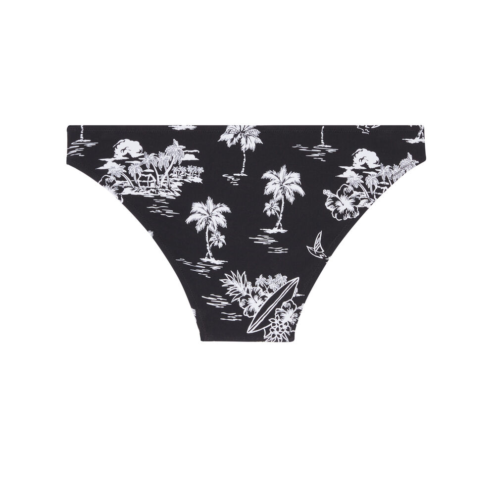 Parte de abajo de bikini braguita con motivos de palmeras - negro negro.