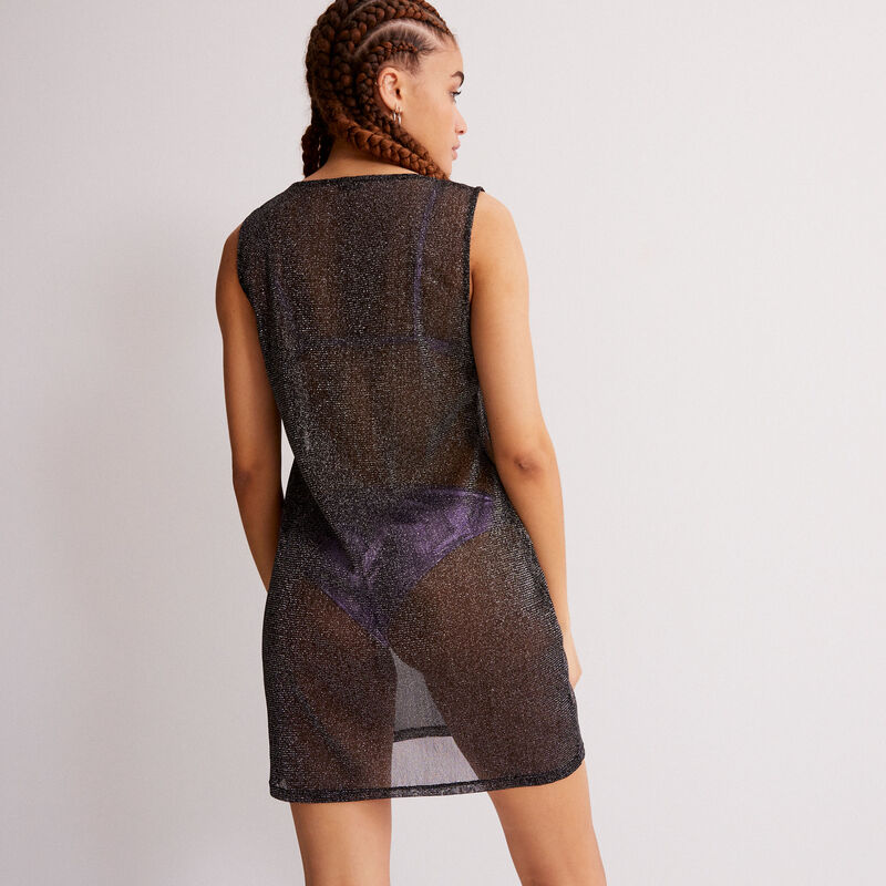 vestido transparente efecto metalizado - negro vestido transparente efecto metalizado - negro;